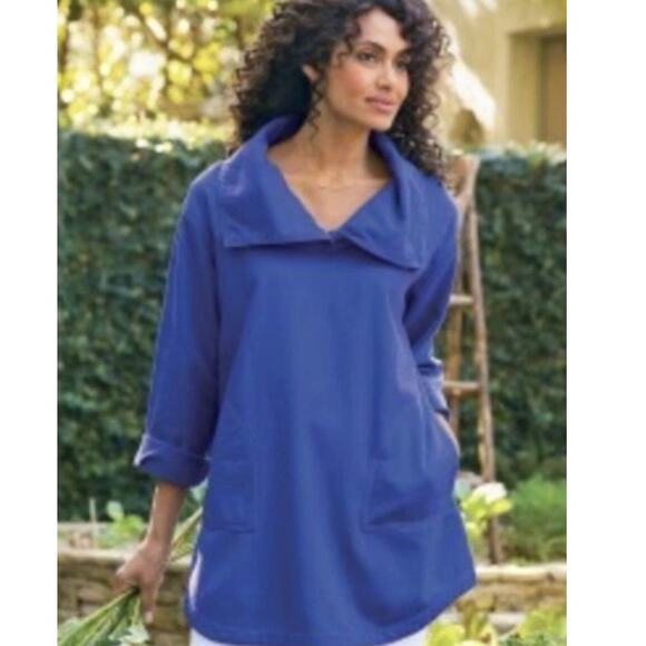 Soft Surroundings Cowl Neck Button Popover Sweatshirt Sz s - Picture 1 of 5